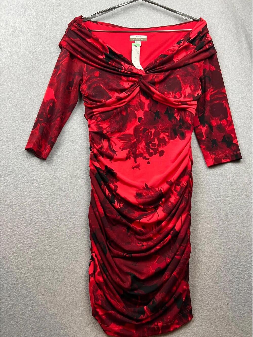 Muse Boston Proper Ruched Cocktail Dress Bodycon Womens Size 8 Whimsygoth